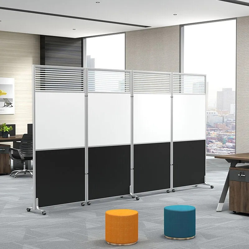 Company office mobile sliding screen movable partition wall partition aluminum alloy modern simple folding partition board